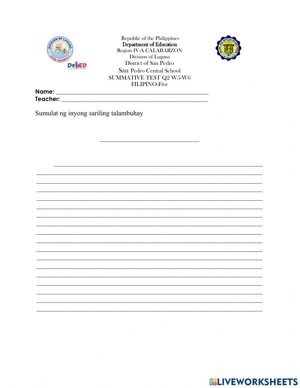 Summative in filipino q2 w5-6