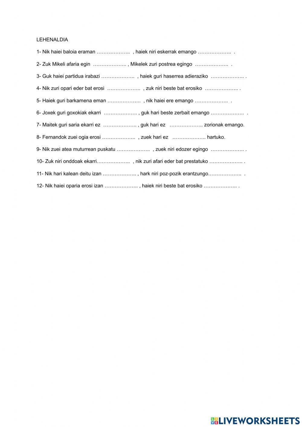 Aditza nor nori nork baldintza