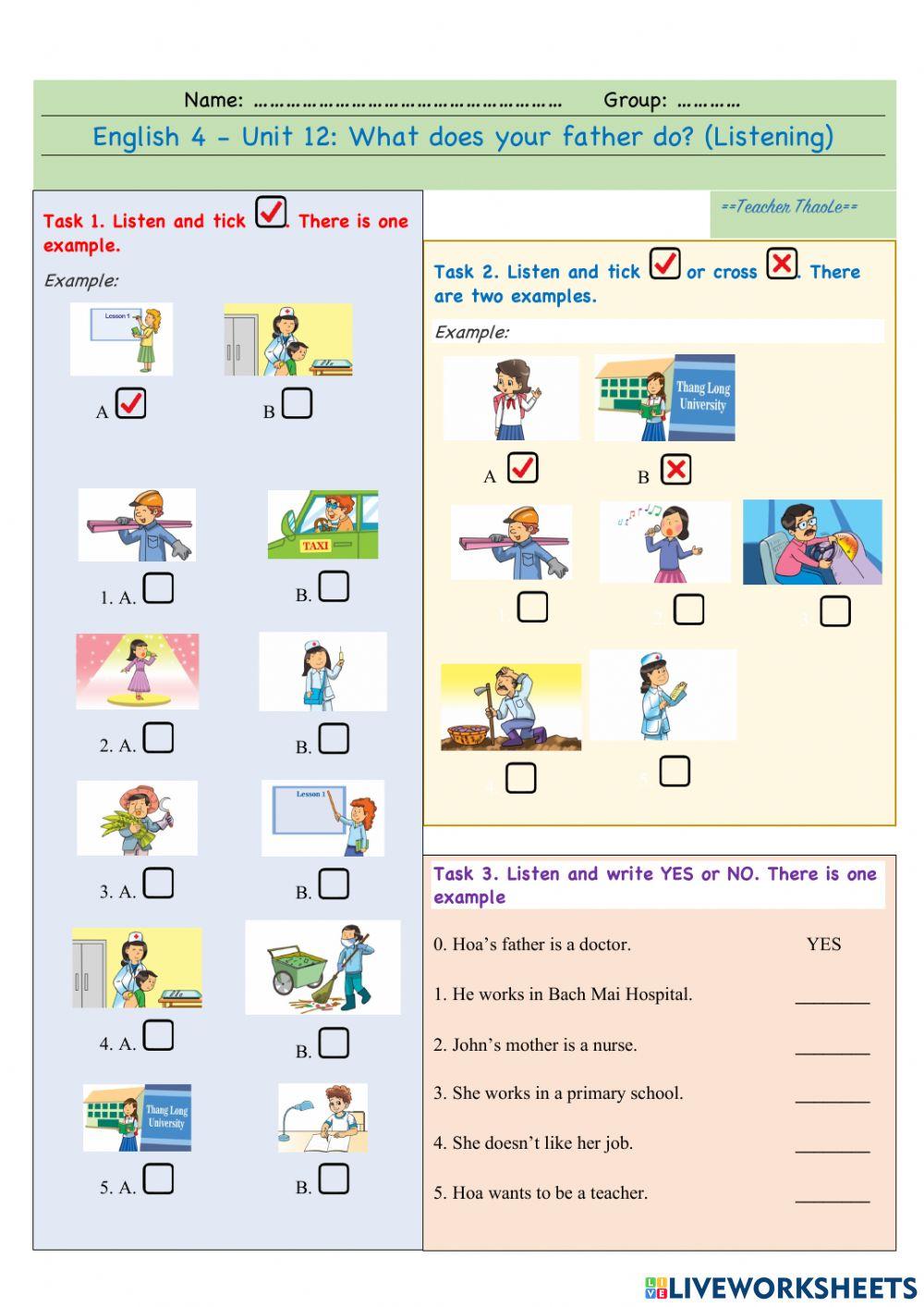 E4-U12-What does your father do? (Listening)
