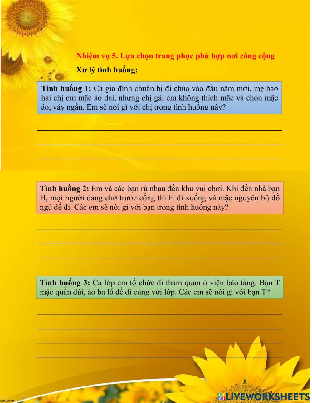 Nhiệm vụ 5. Lựa chọn trang phục phù hợp nơi công cộng