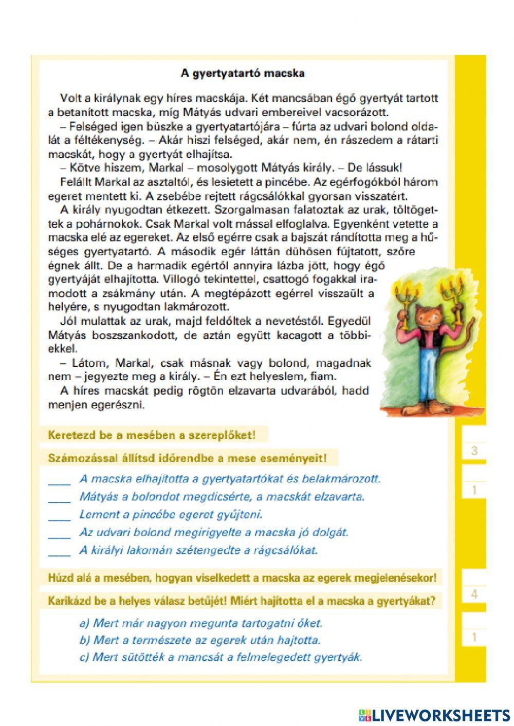 Szövegértés: A gyertyatartó macska