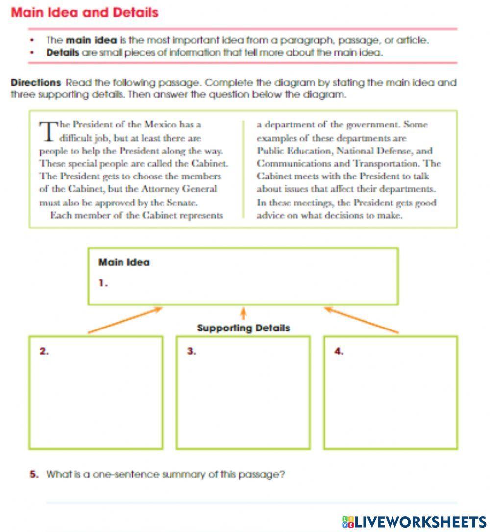 Main idea and supporting details