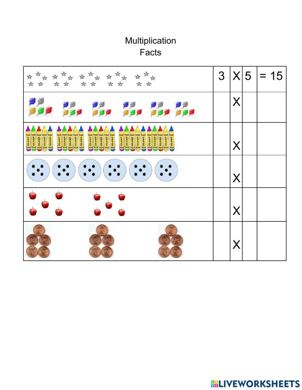 Multiply by 5's worksheet | Live Worksheets