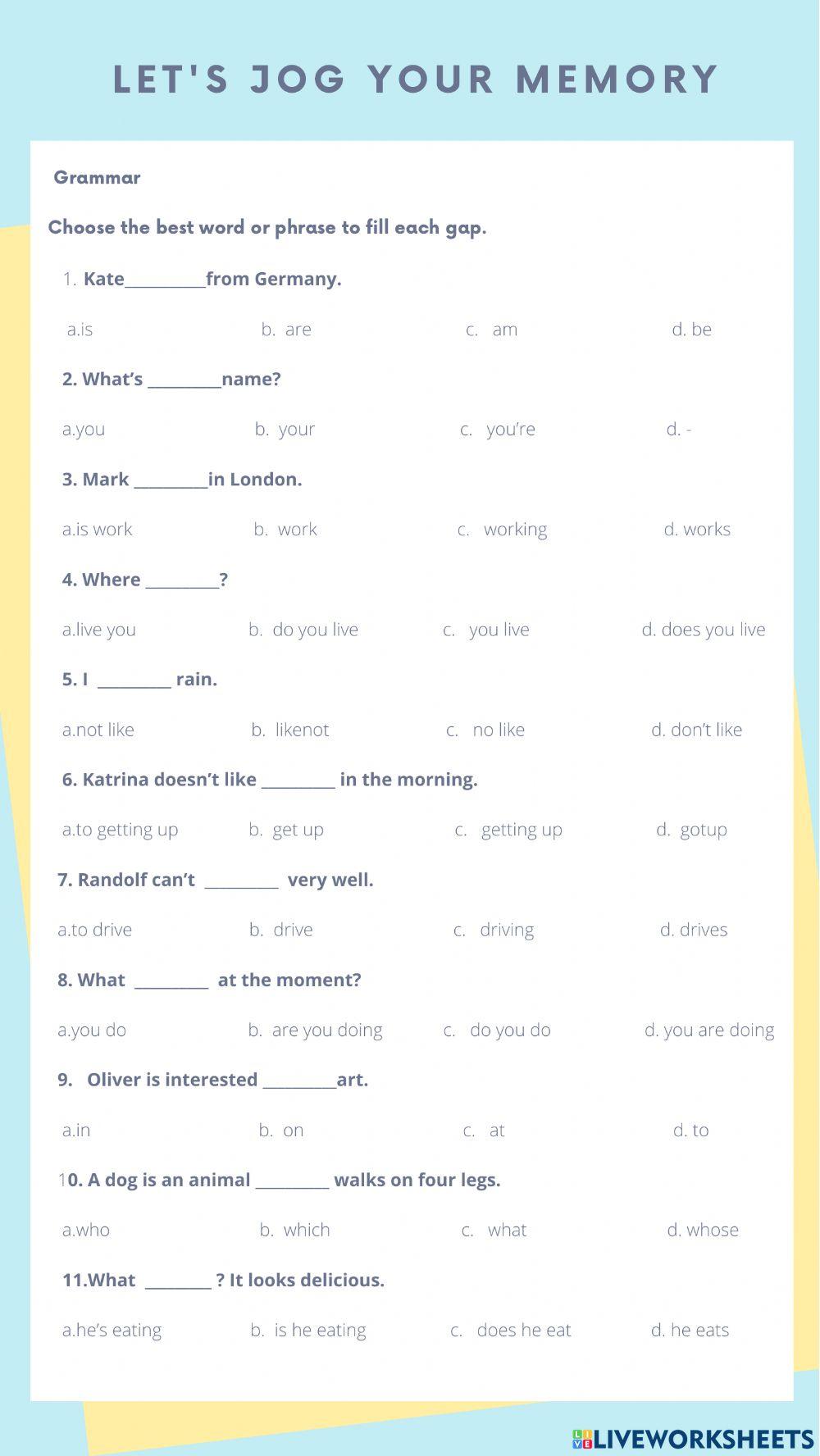 Placement Test- Only grammar