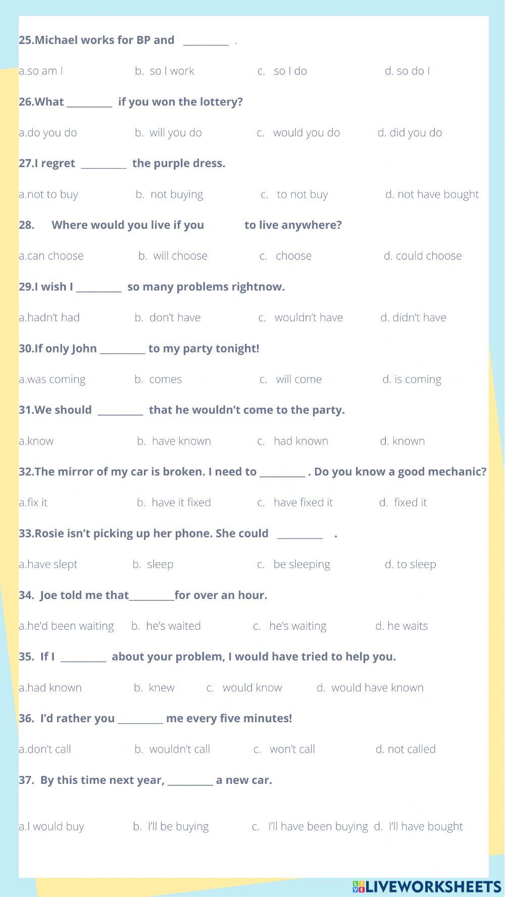 Placement Test- Only grammar