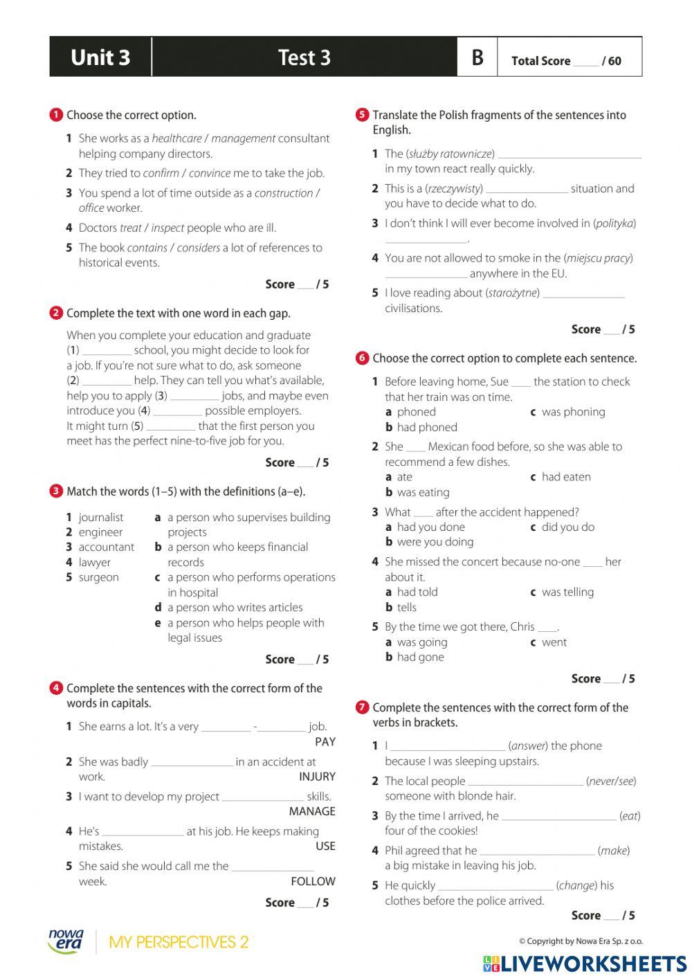 My Perspectives 2 unit 3 test 6828983 | alelop1 | Live