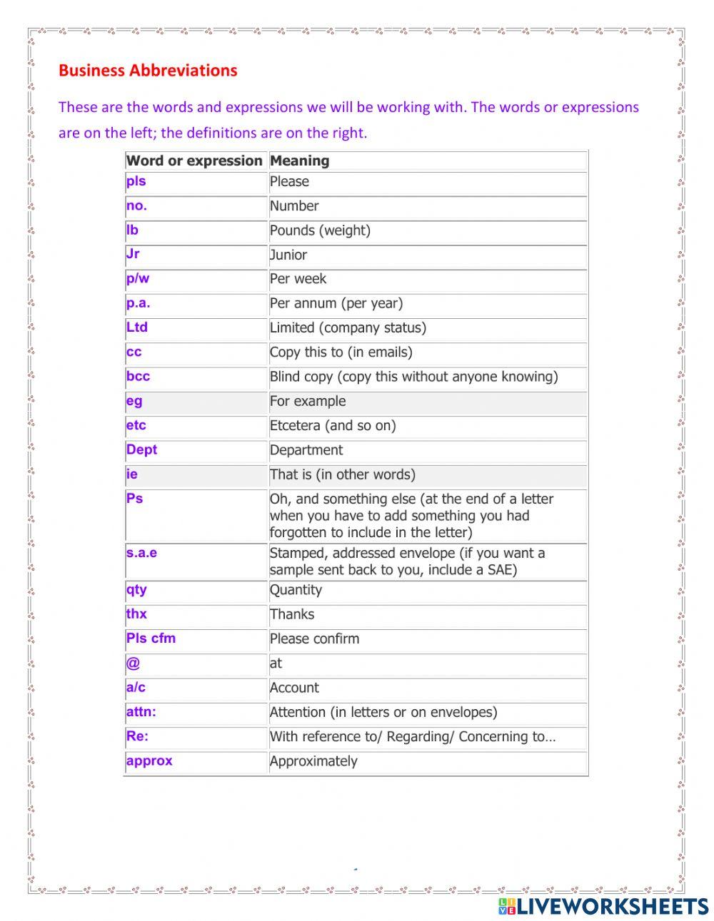 18+ Business Letter Abbreviations
