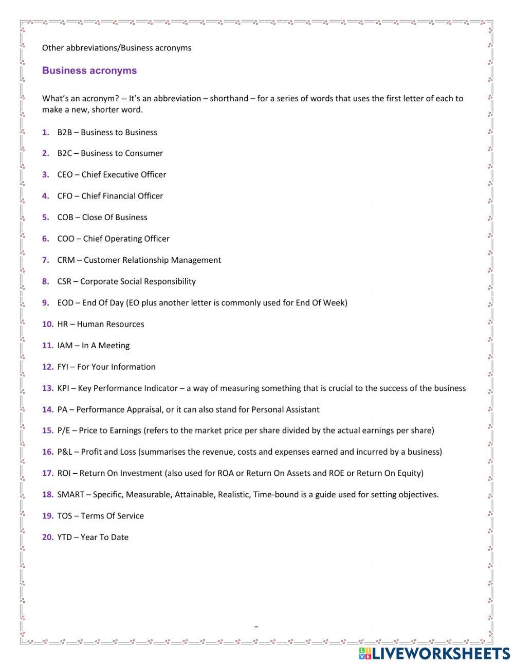 Business Abbreviations