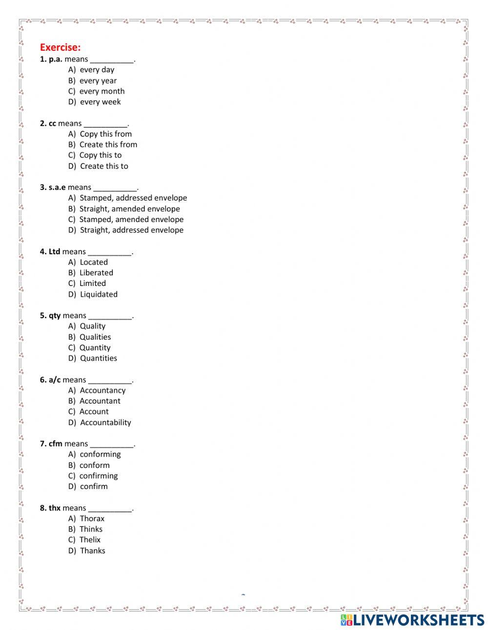 Business acronyms in English - ESL worksheet by Cariboo