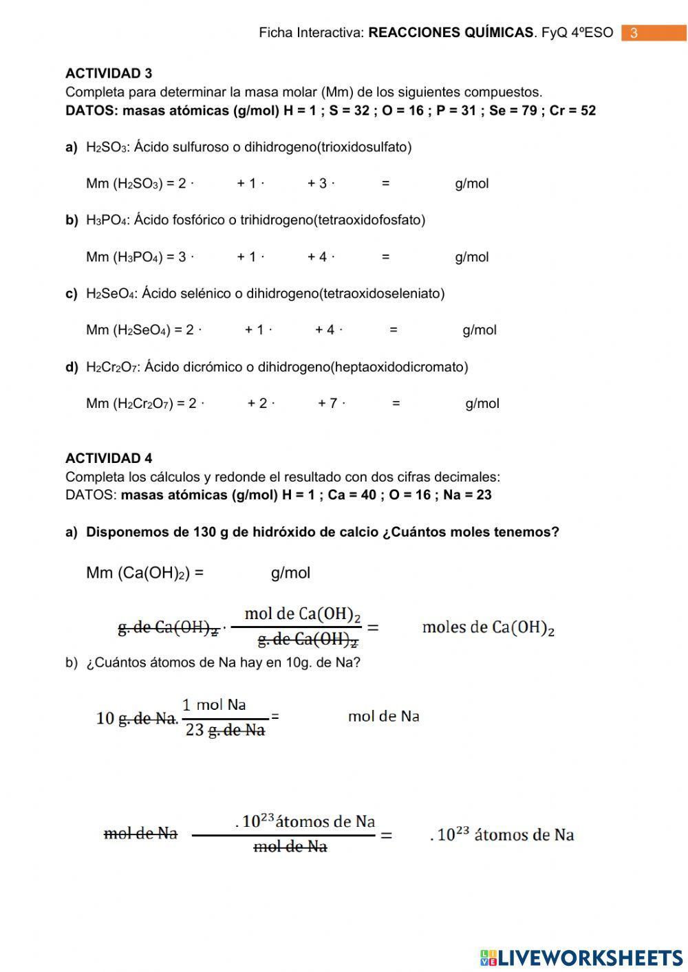 FyQ4ºESO- REACCIONES QUÍMICAS