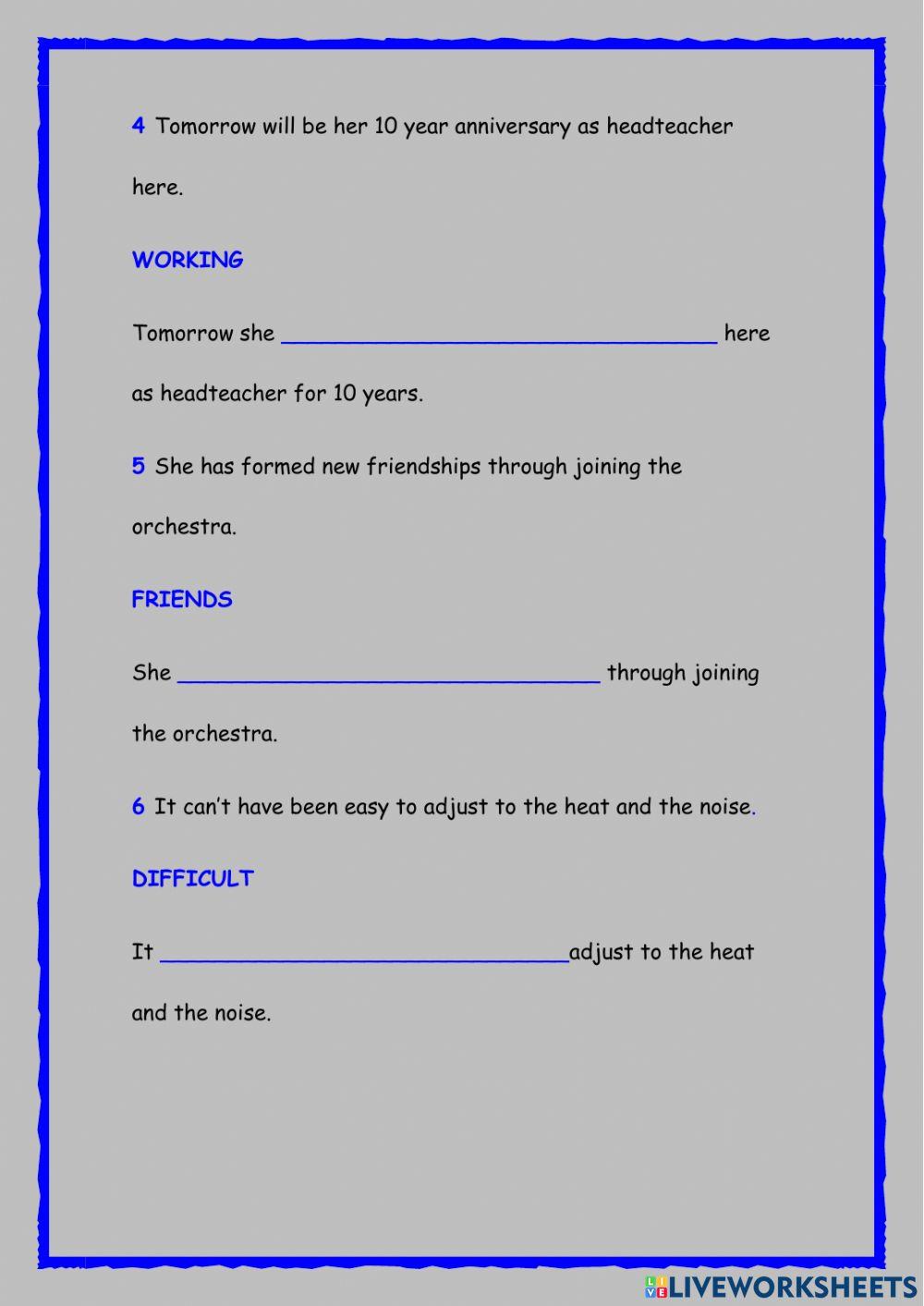 Key word transformations Key word transformations