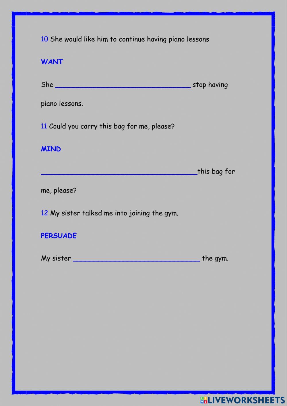 Key word transformations Key word transformations