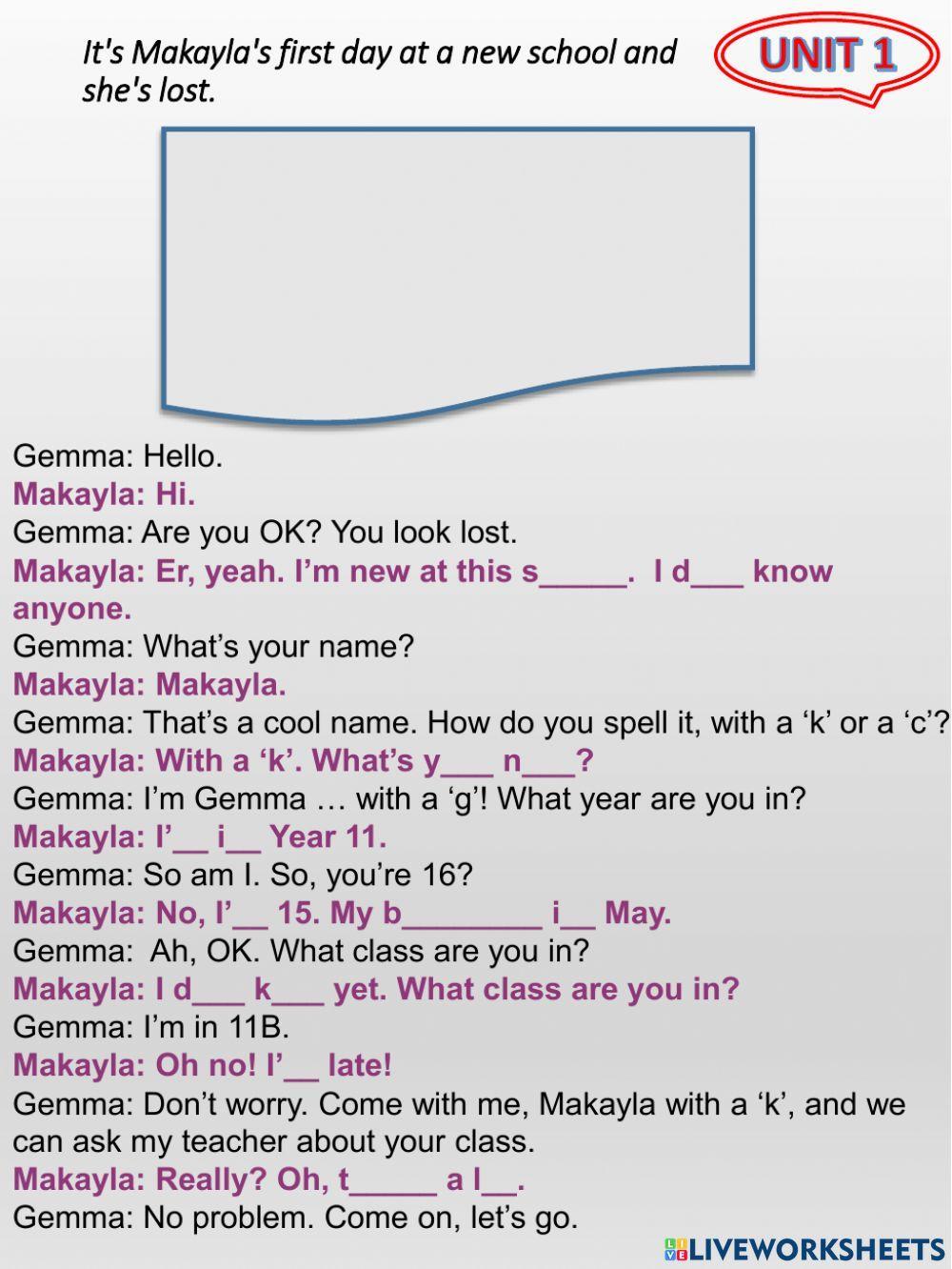 It's Makayla's first day at a new sthank-school and she's lost.