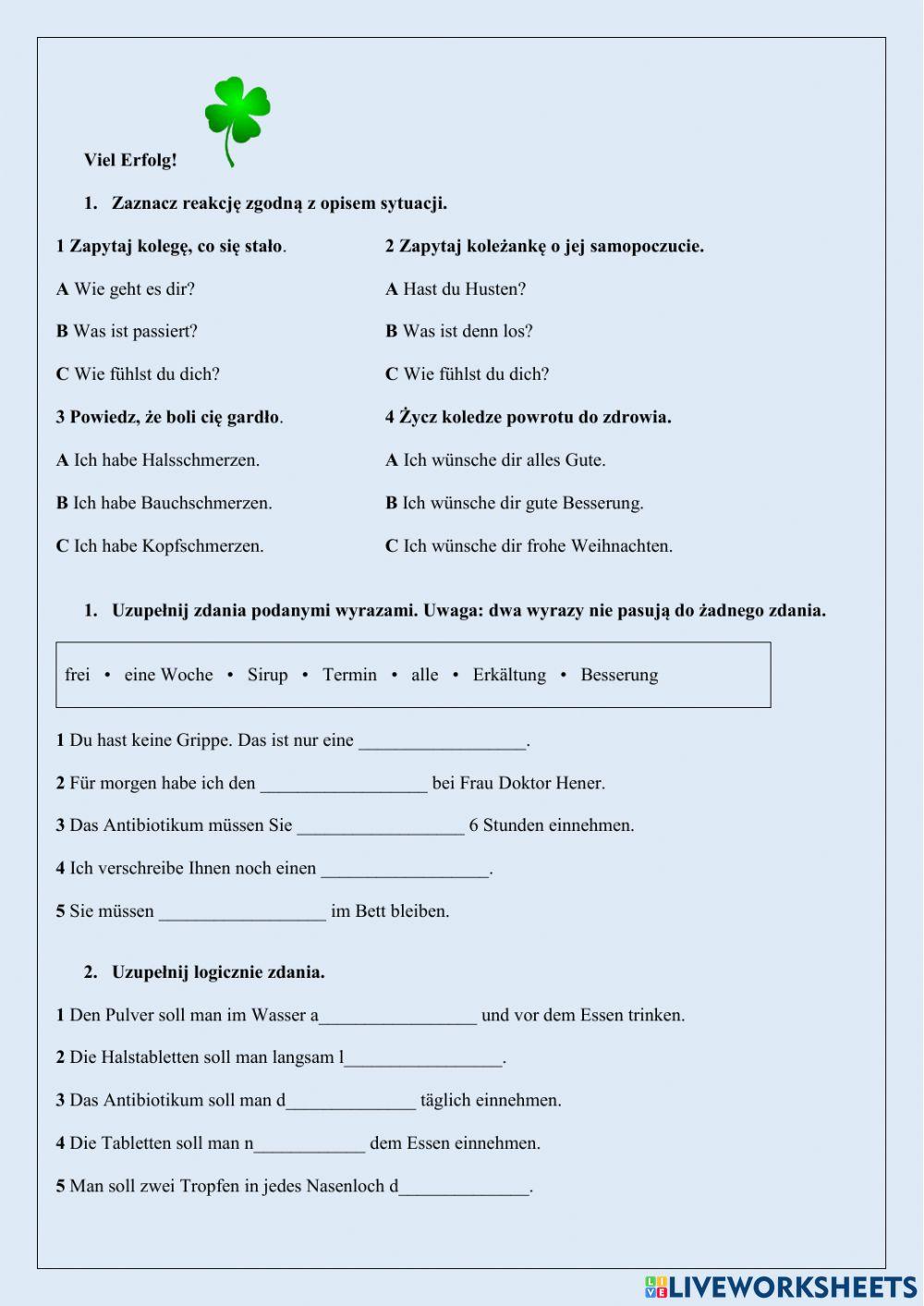 Gesundheit-Wortschatz