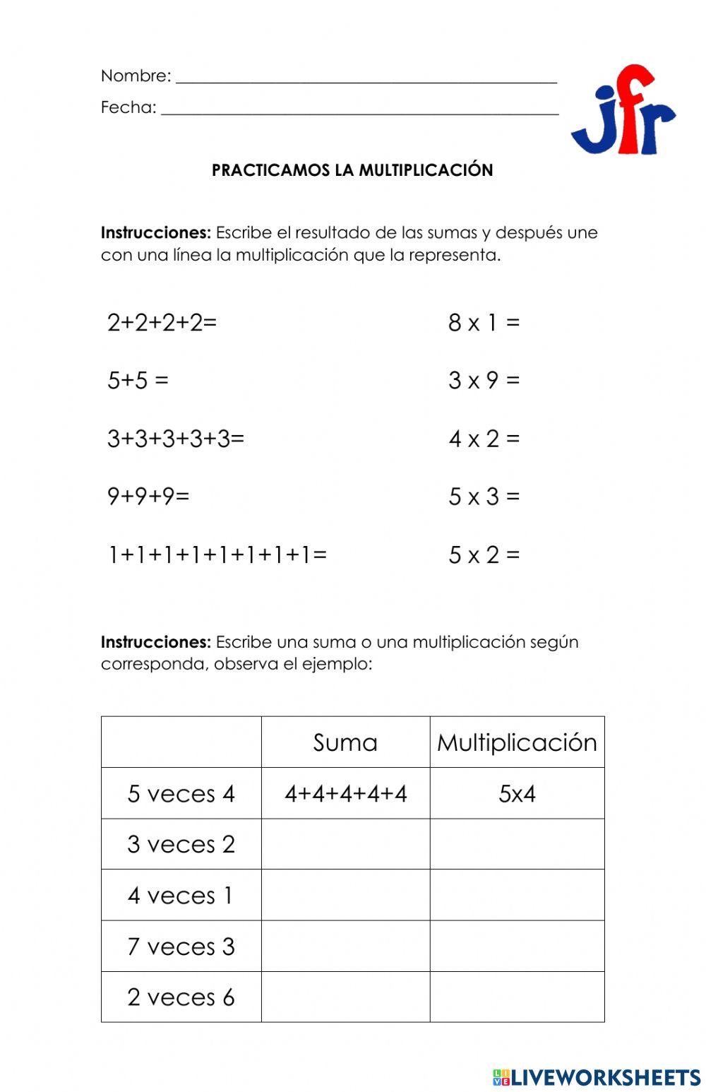 Practicamos la multiplicación