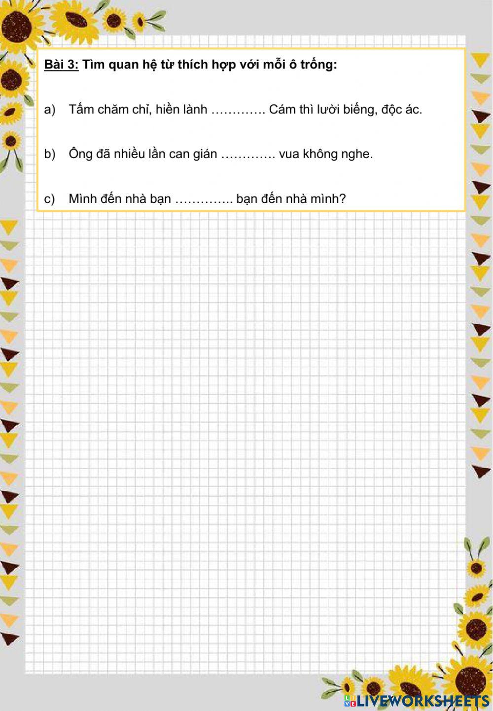 LTVC 5 - Nối các vế câu ghép bằng quan hệ từ