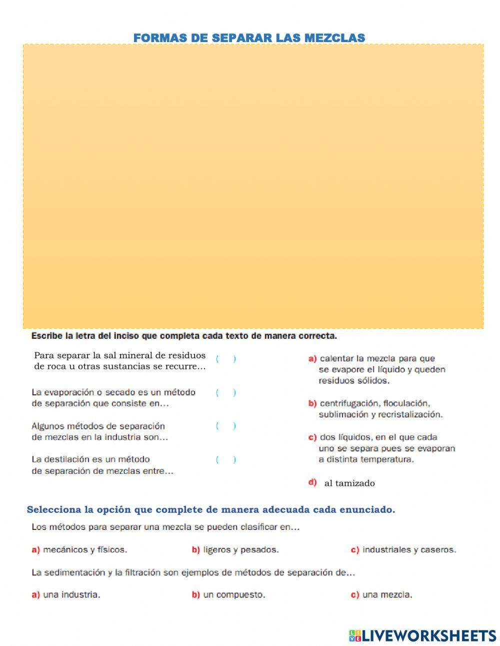 Formas de separar las mezclas
