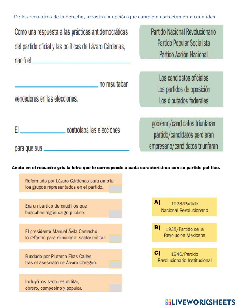 El partido oficial y la oposición