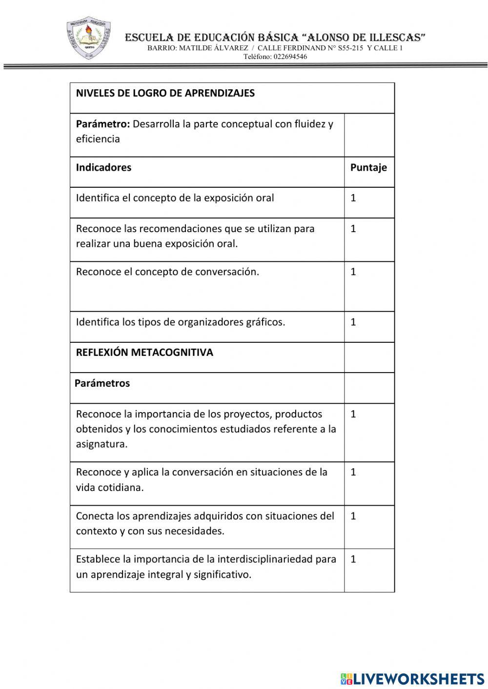 Evaluación quimestral