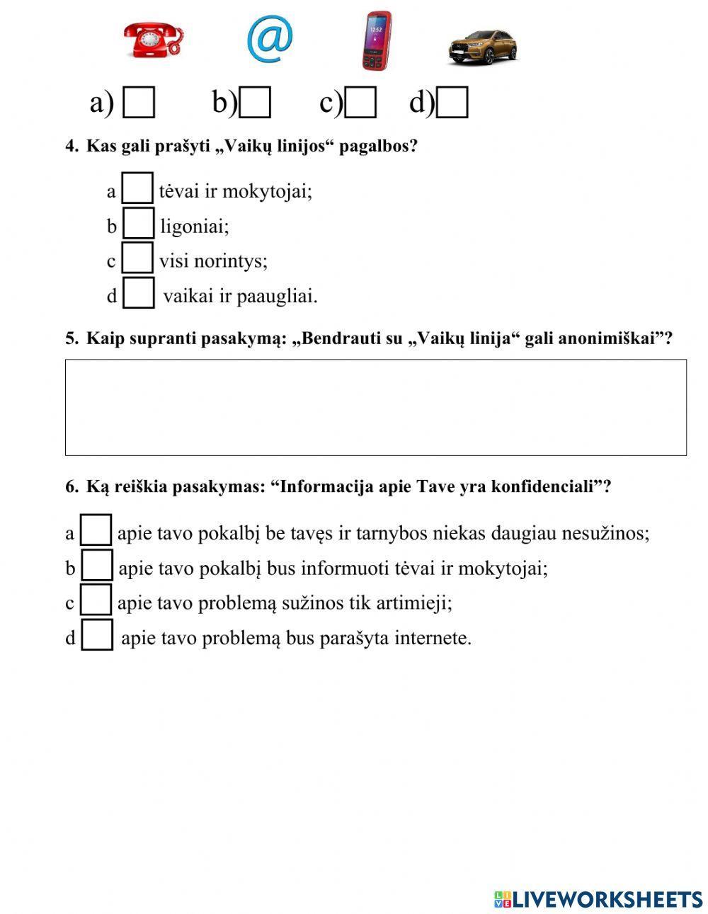 Teksto suvokimo testas Nr. 6 3kl.