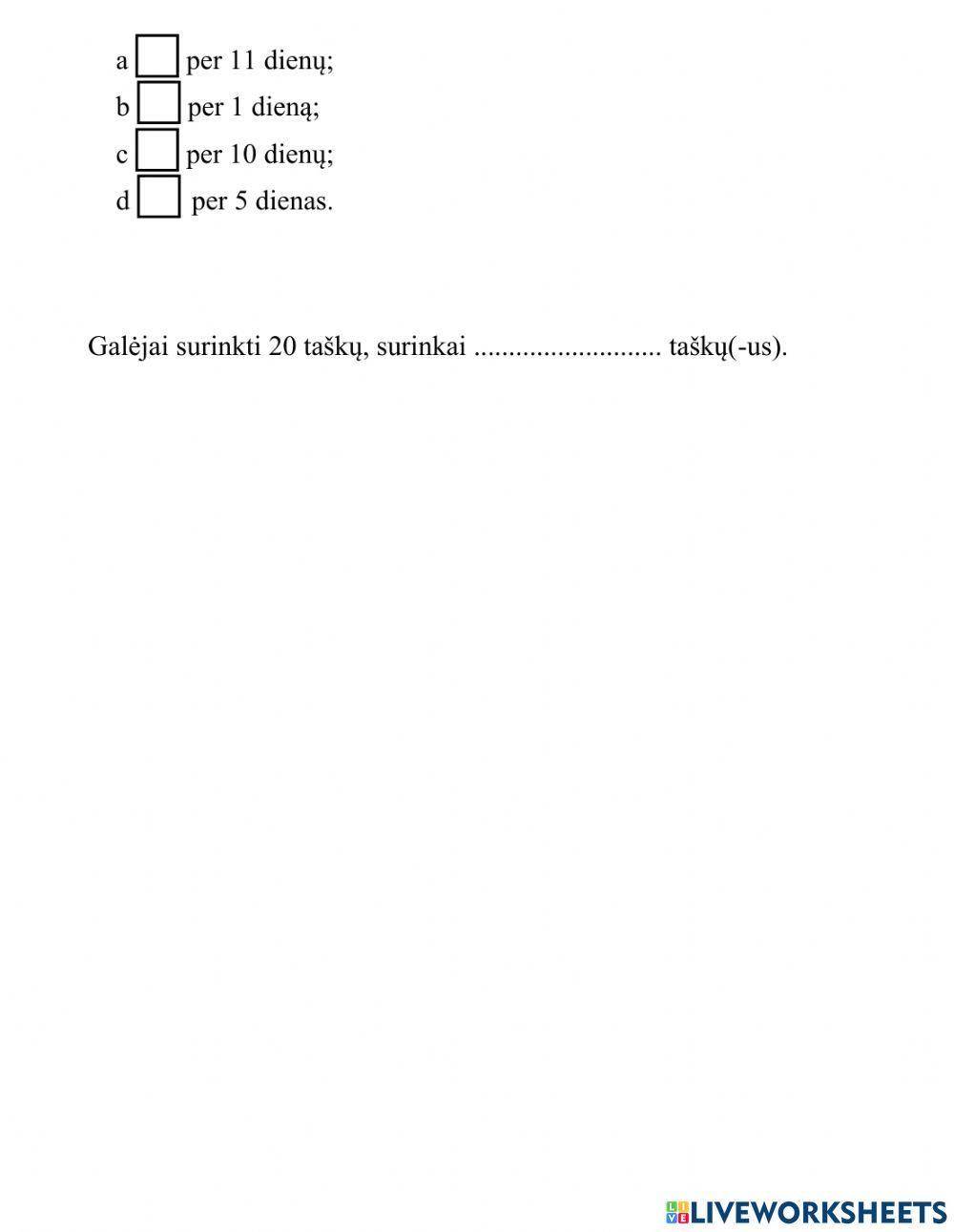 Teksto suvokimo testas Nr. 6 3kl.