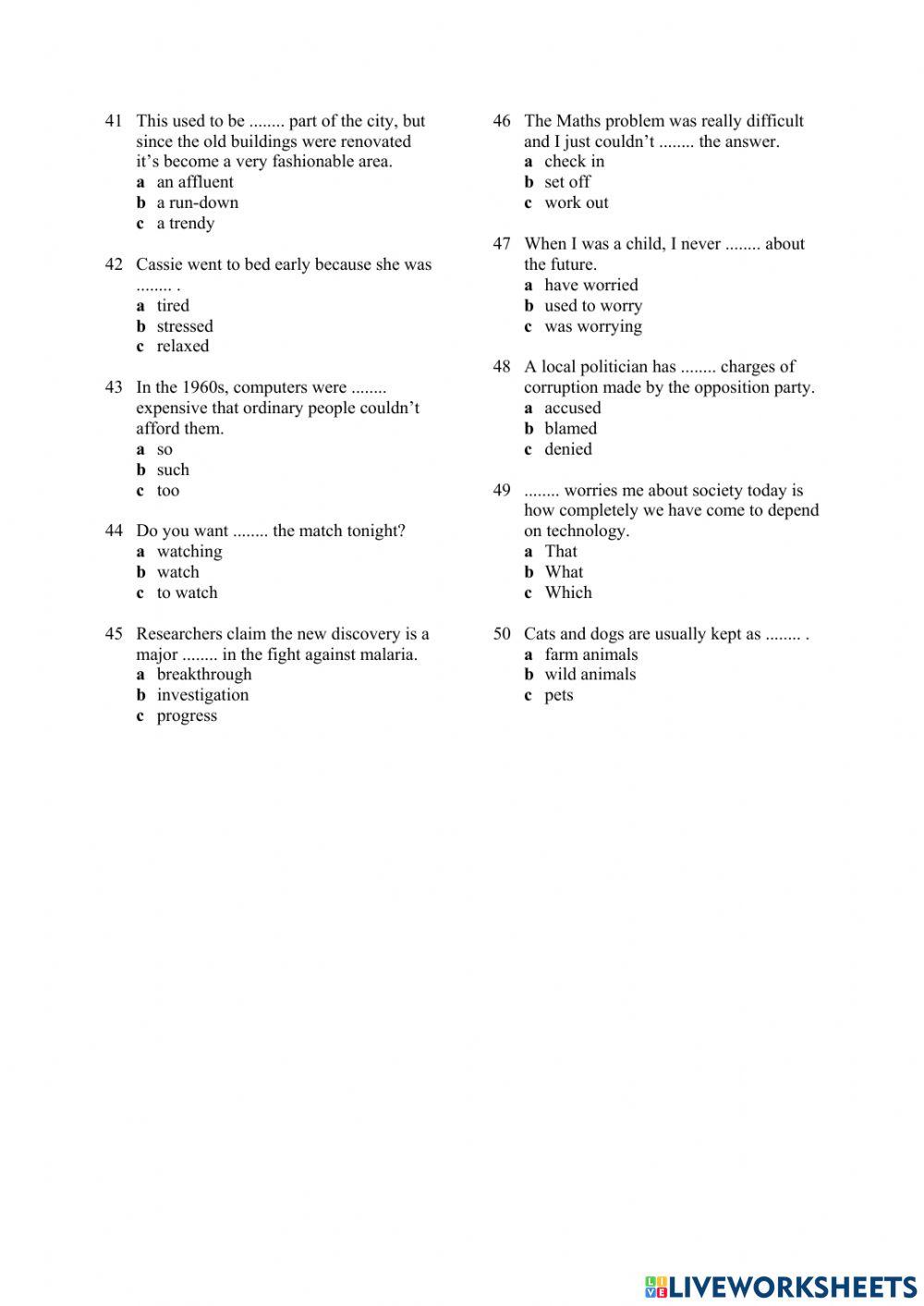 Placement Test (Elementary - Advanced)