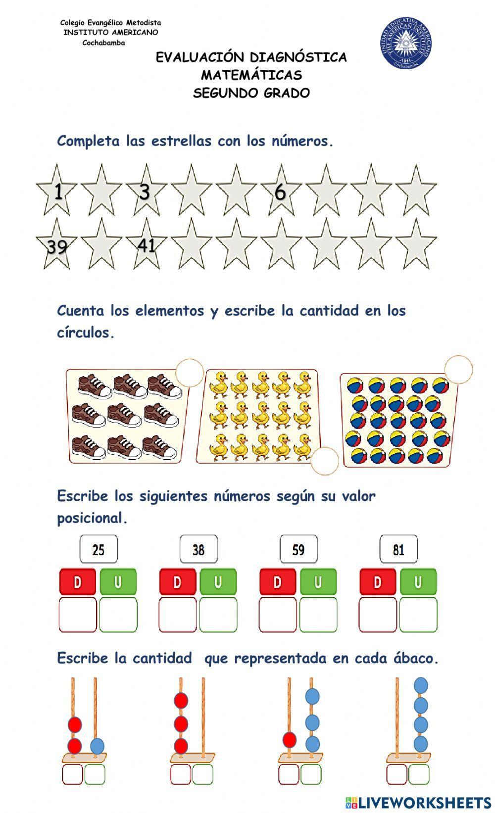 Evaluación diagnostica 2º grado