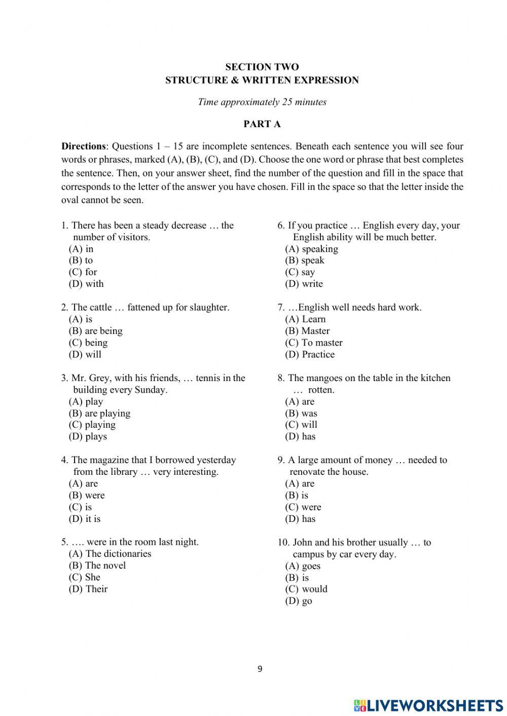 PRETEST - STRUCTIRE AND WRITTEN EXPRESSION