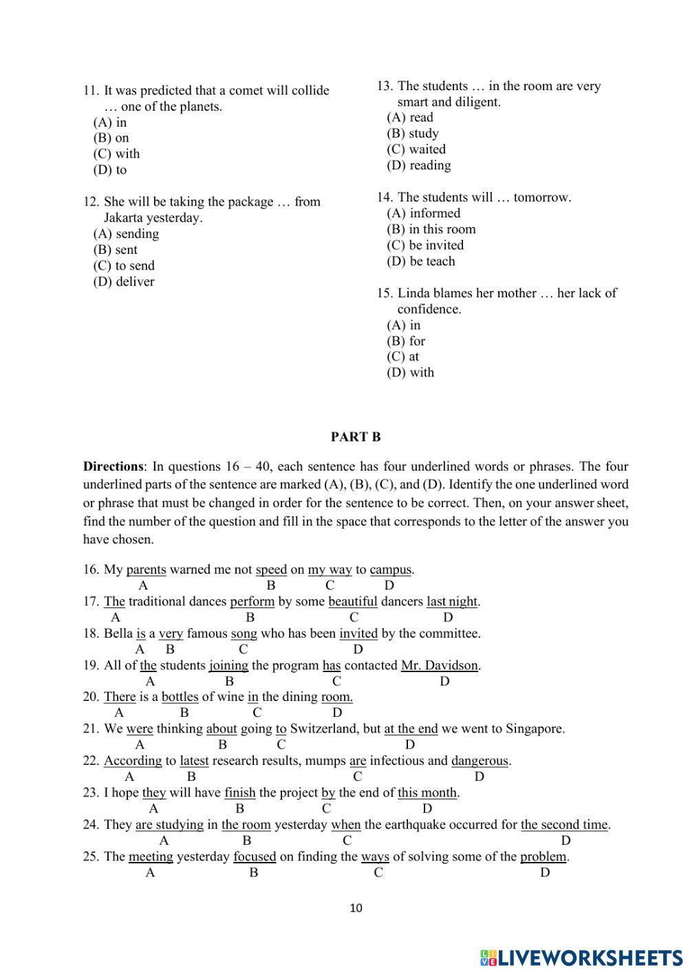 PRETEST - STRUCTIRE AND WRITTEN EXPRESSION