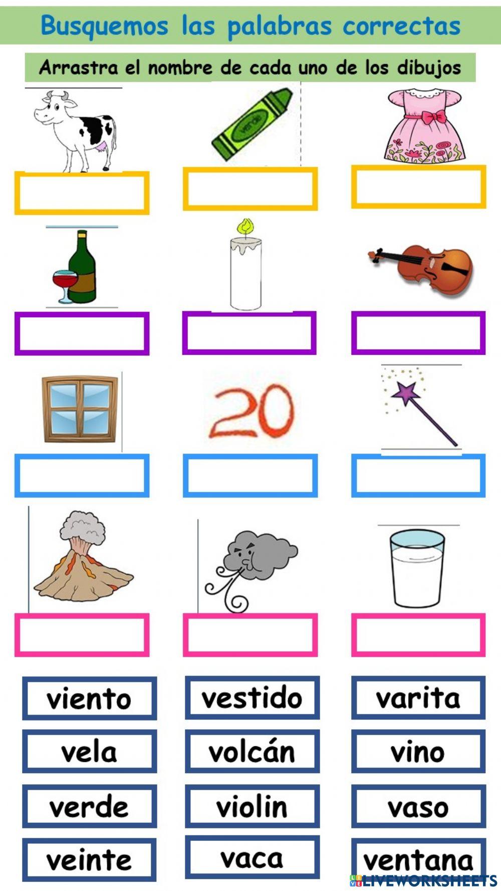 Relacion imagen texto letra v