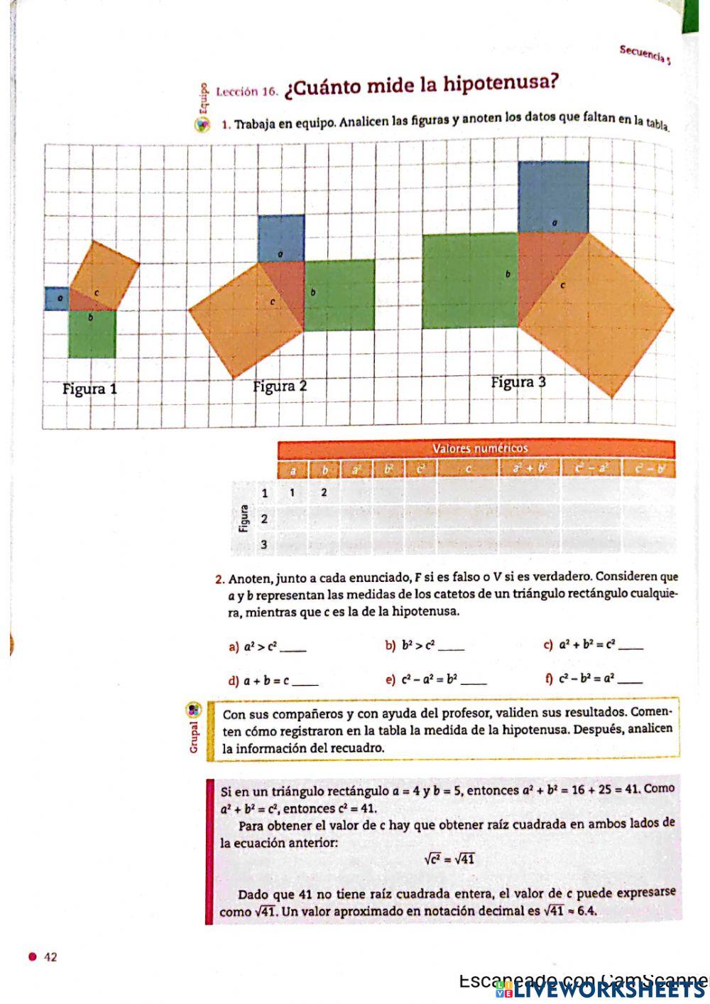 ¿Cuánto mide la hipotenusa?
