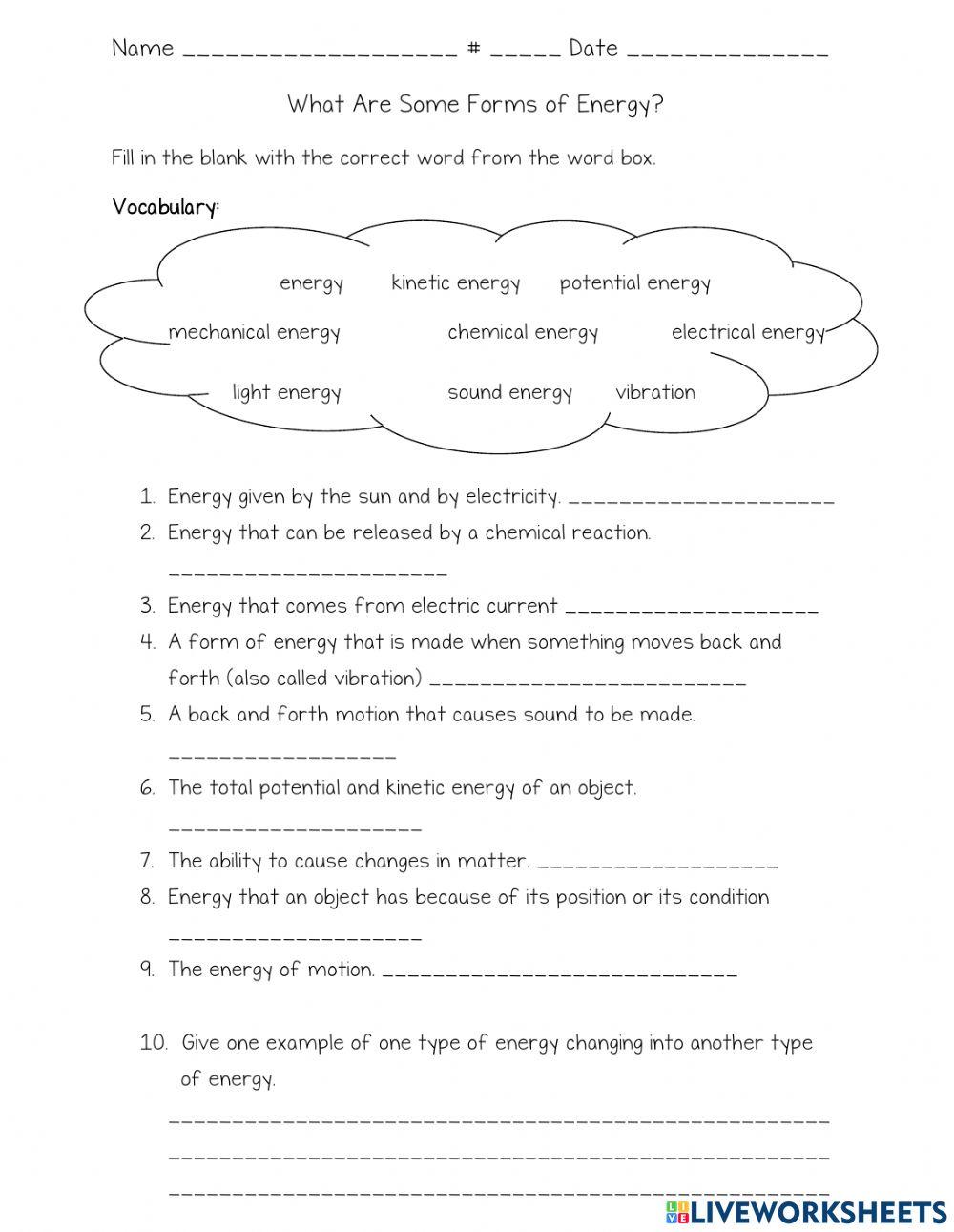 Unit 9-Lesson 1-What are Some Forms of Energy?
