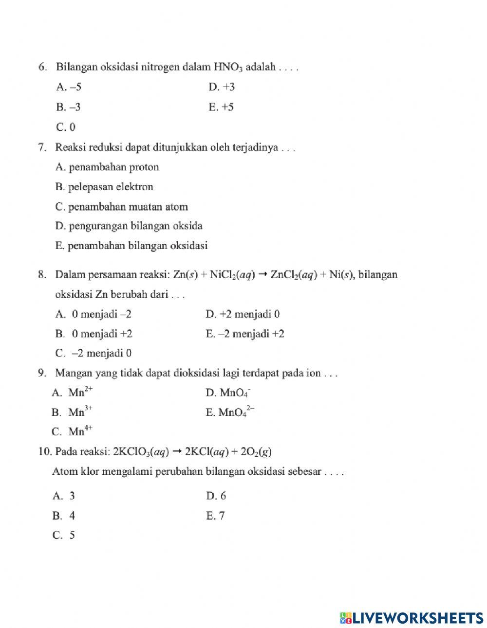 Kimia biloks kelas 10 DI