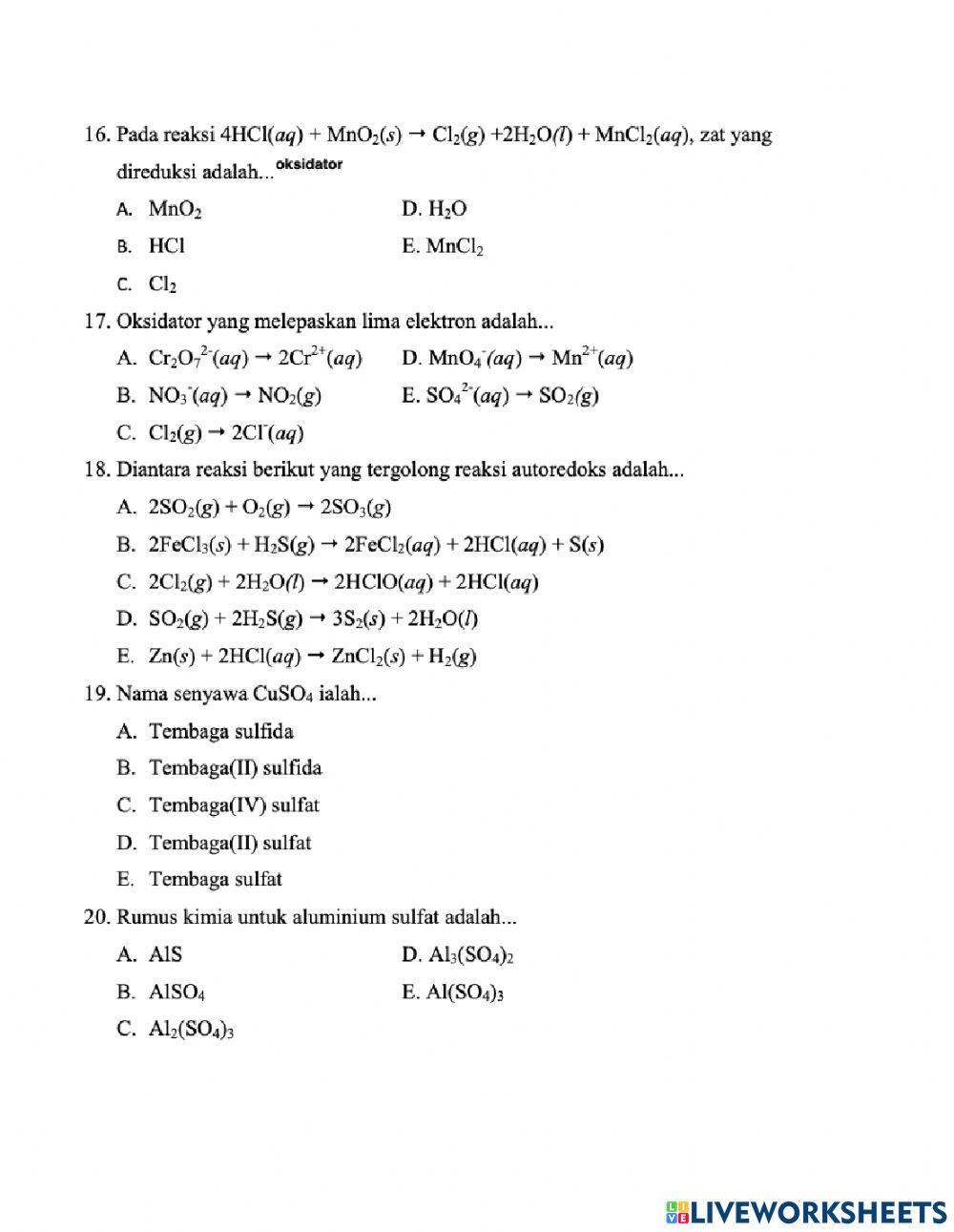 Kimia biloks kelas 10 DI