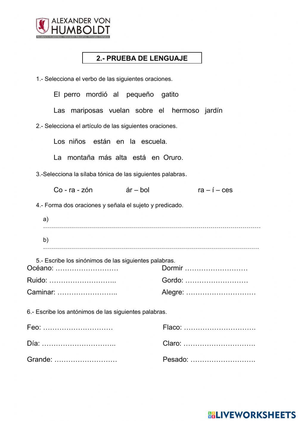 Evaluacion de 4 de primaria
