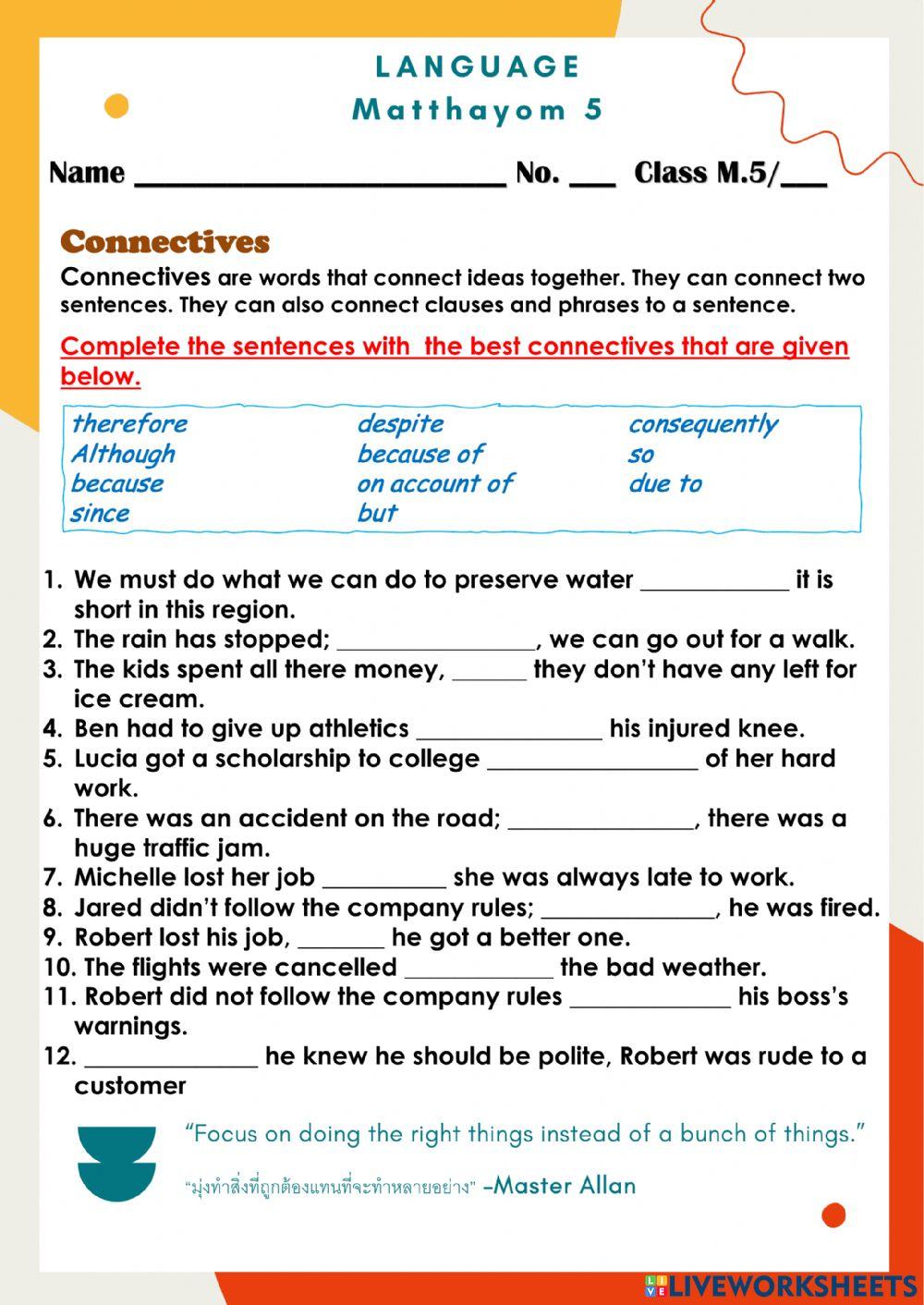 1854812 | Connectives | Spidey Mojo | LiveWorksheets