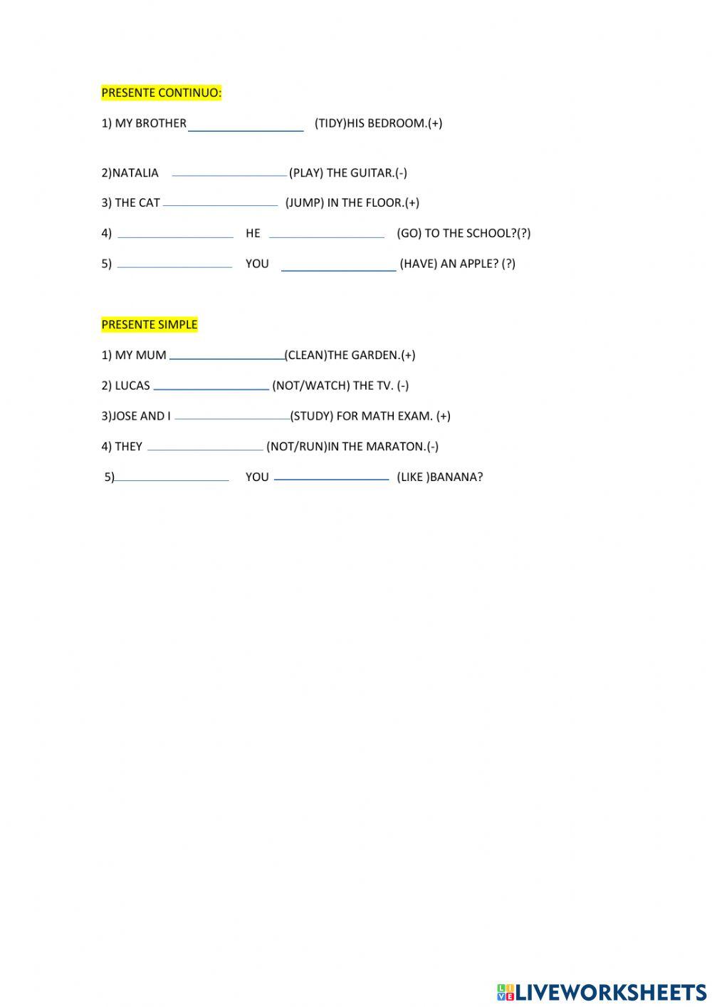 Present simple and continuous