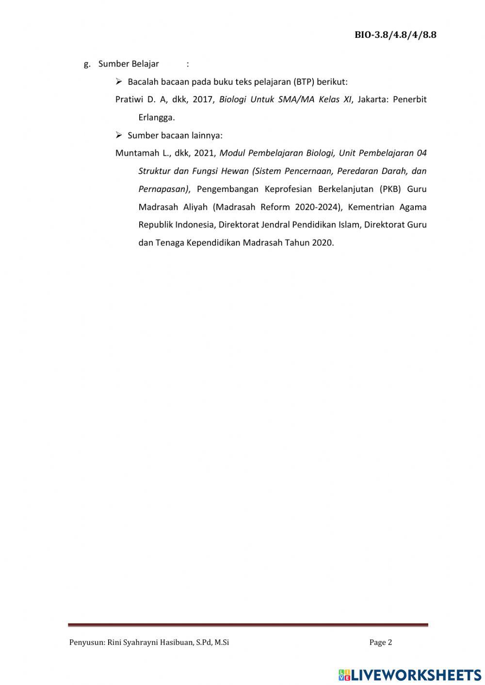 Ulangan Sistem Pernapasan