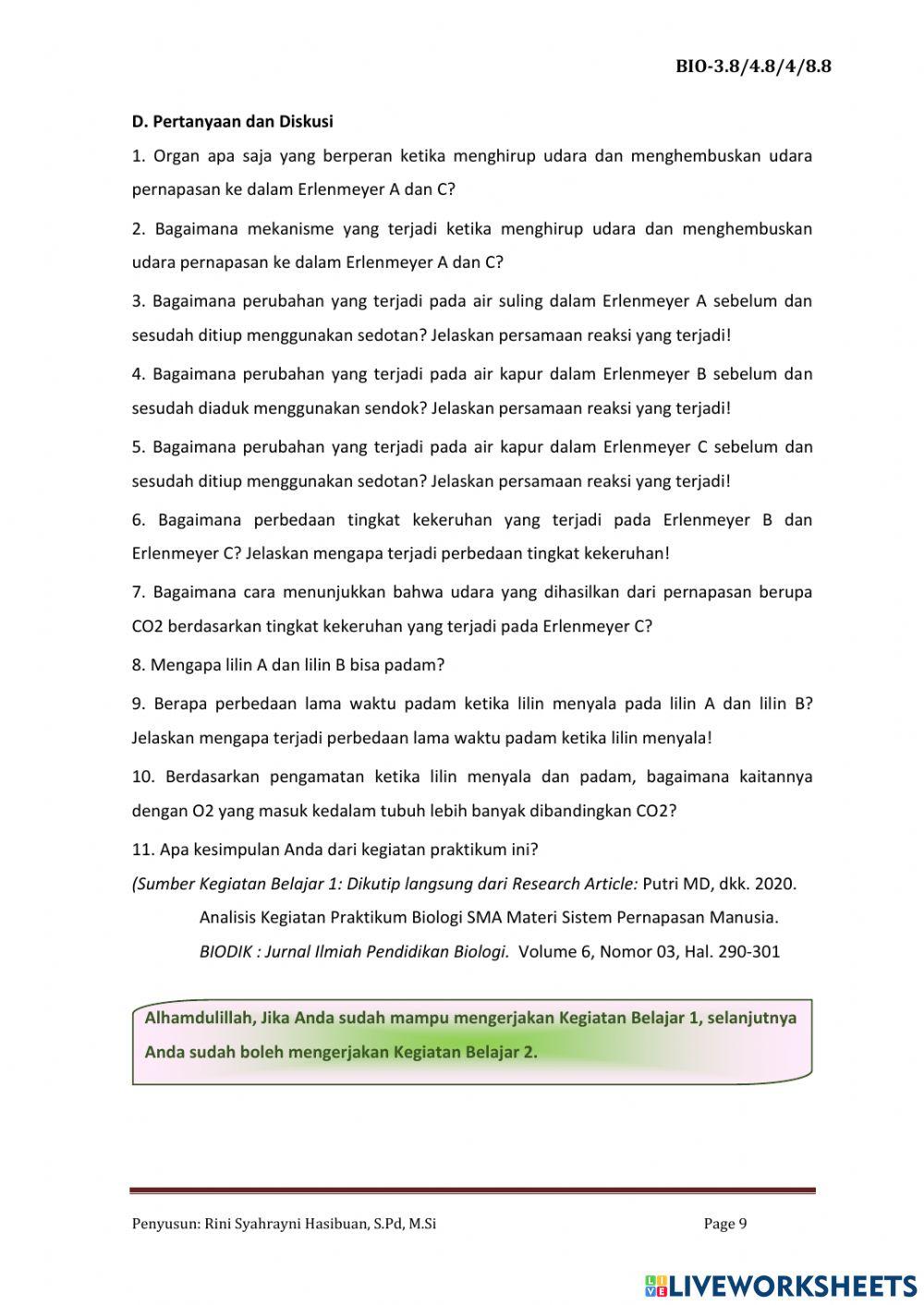 Ulangan Sistem Pernapasan