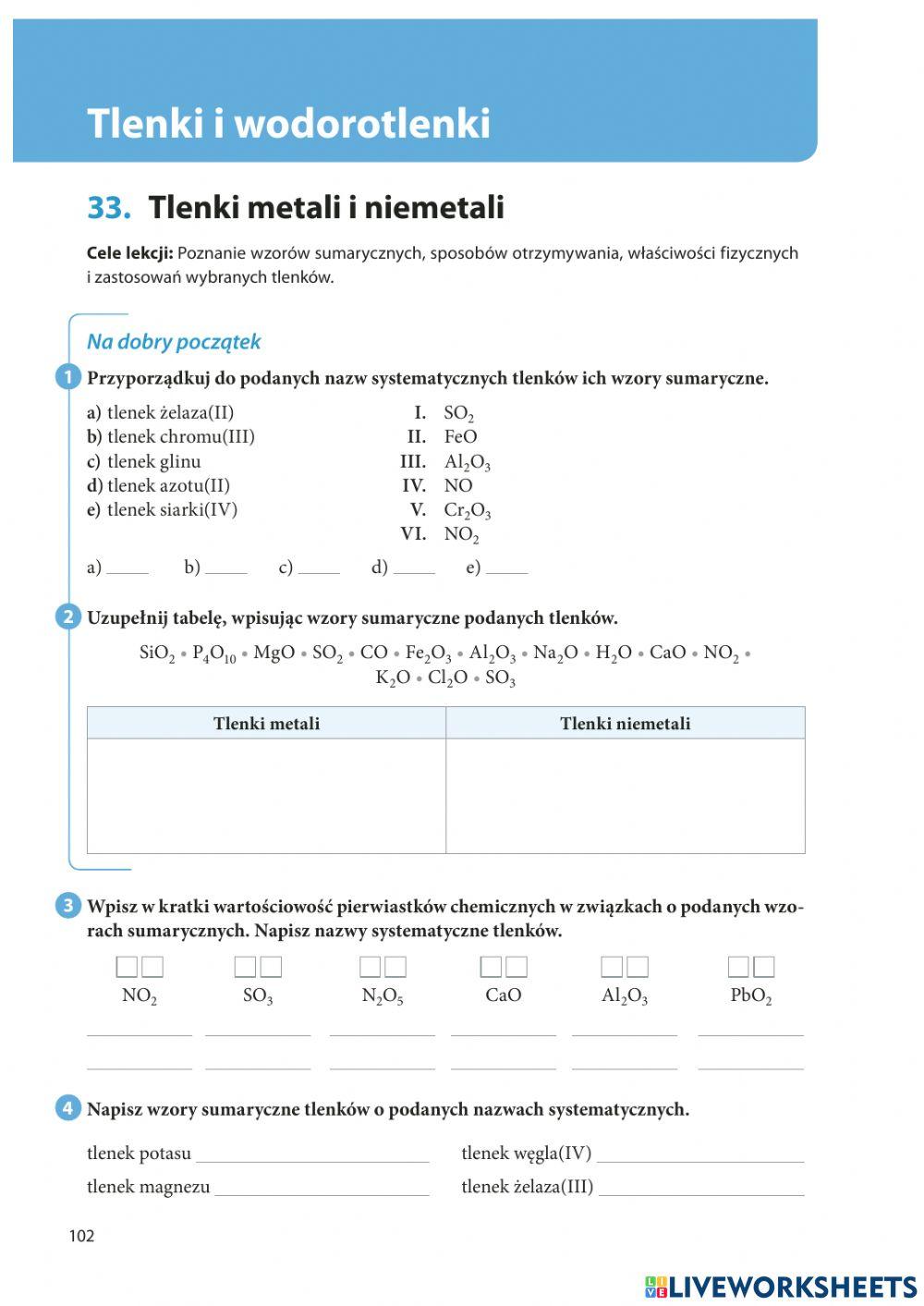 Tlenki i Wodorotlenki - Temat 33 i 34