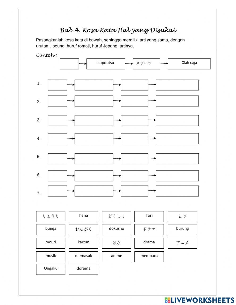 Bab 4: Kosa kata hal yang disukai