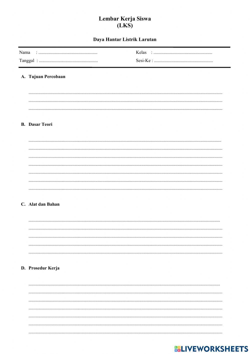 LKS Ujian Praktik - Daya Hantar Listik Larutan