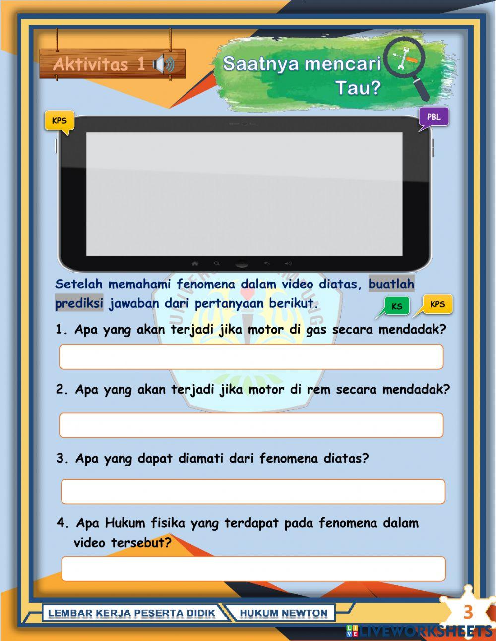 LKPD Hukum 1,2,3 Newton (Bagian 2)