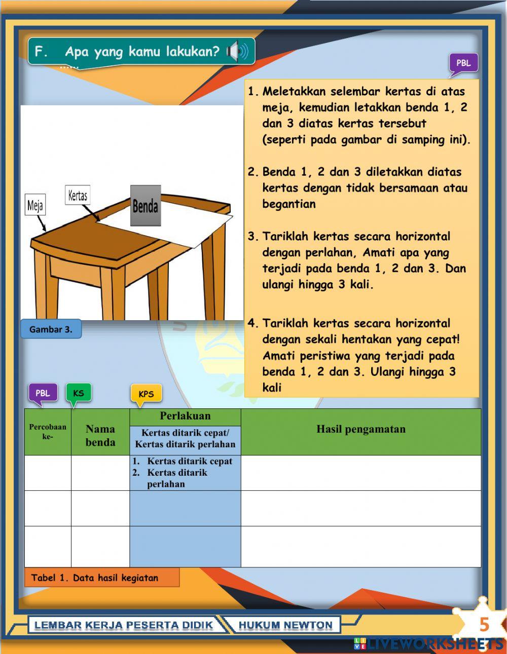 LKPD Hukum 1,2,3 Newton (Bagian 2)