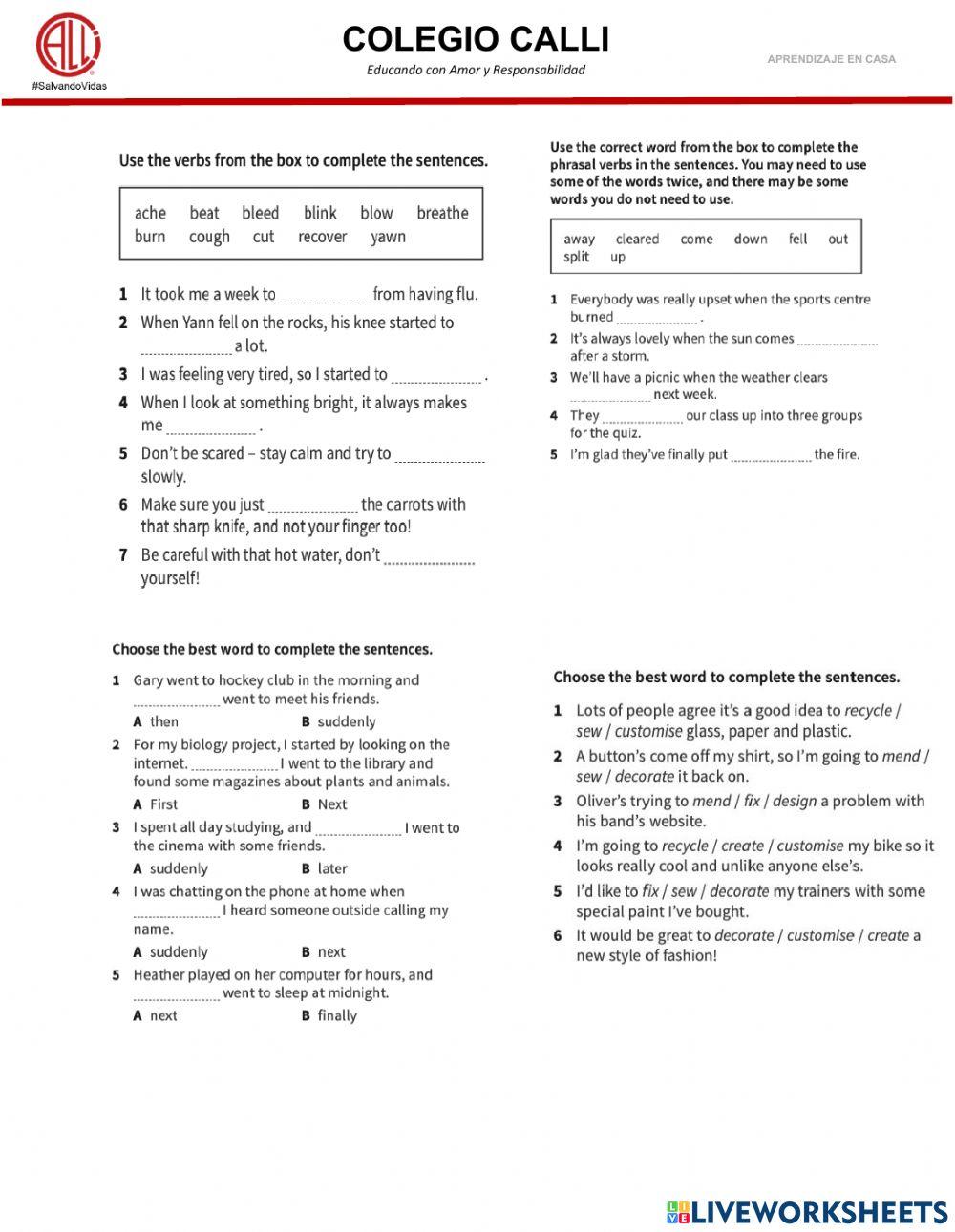 Grammar and Vocabulary Exam Last term