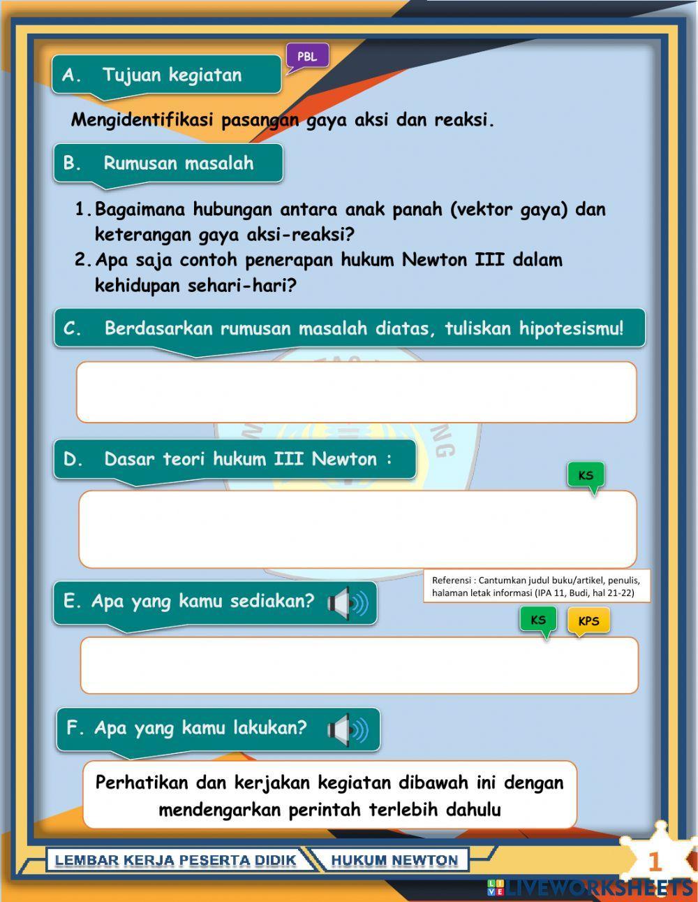 LKPD Hukum 1,2,3 Newton (Bagian 4)