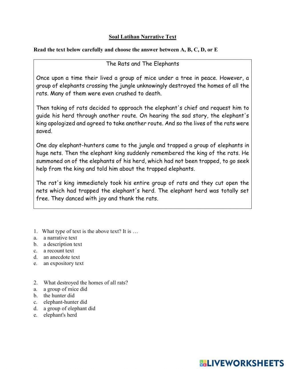 Narrative text exercise online exercise for | Live Worksheets