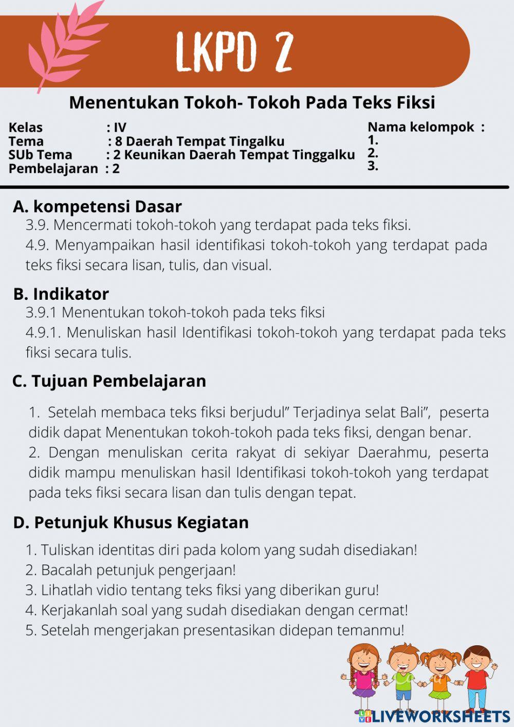 LKPD 2 TEMA 8 SUBTEMA 2 PEMBELAJARAN 2 online exercise for | Live ...