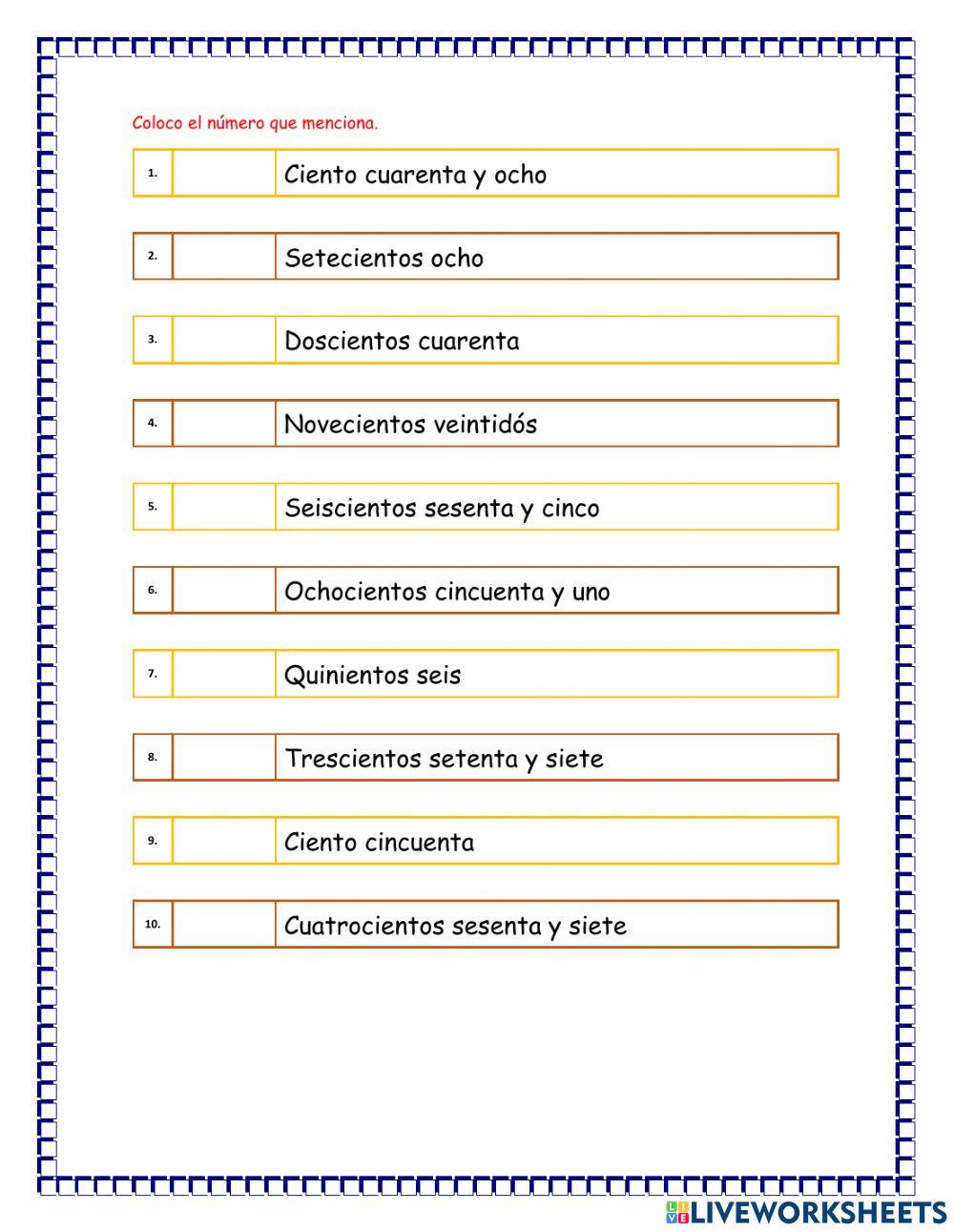 Lectura y escritura de números