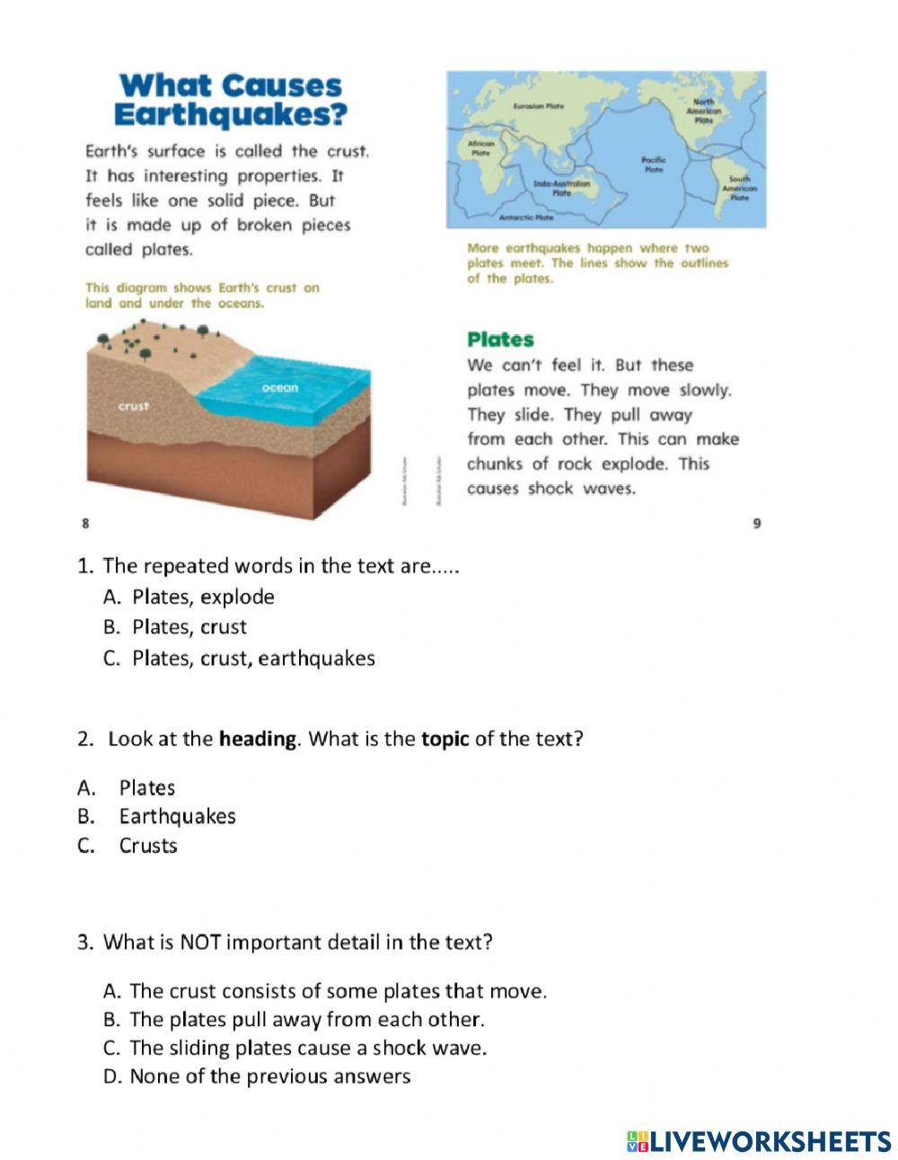 Main Idea and Details (Earthquakes)